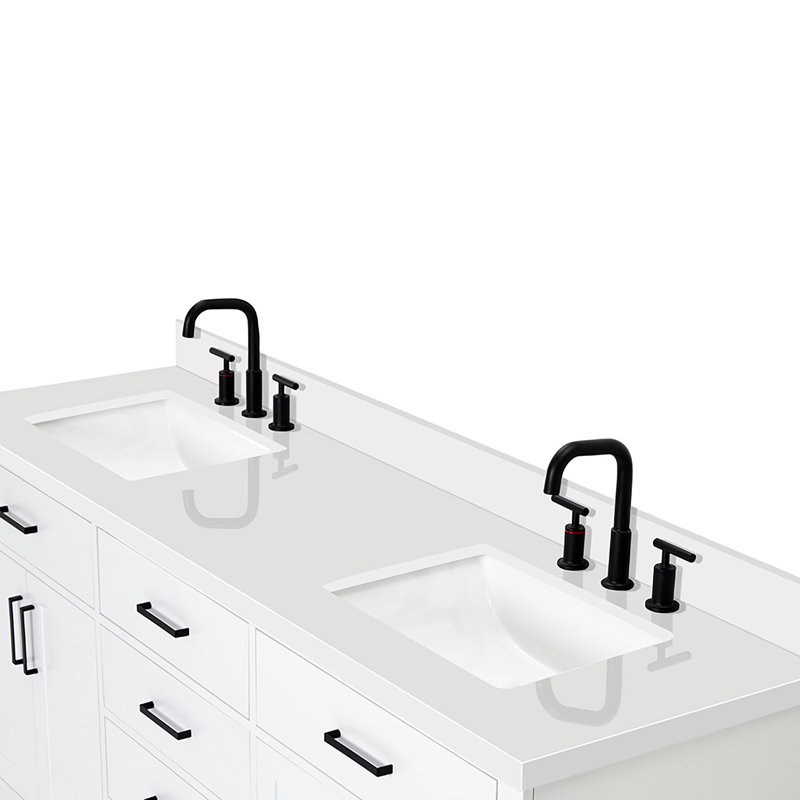 Wildon Home® Tidworth 73'' Double Bathroom Vanity with White Quartz Top